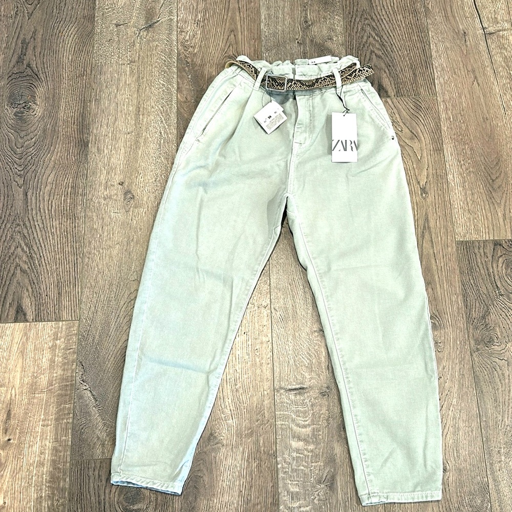 Zara - HIGH RISE - BAGGY PAPERBAG - CARROT LEG- ANKLE - color:RIGID